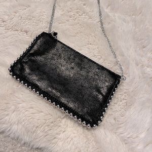 Zara Silver Beaded Black Purse